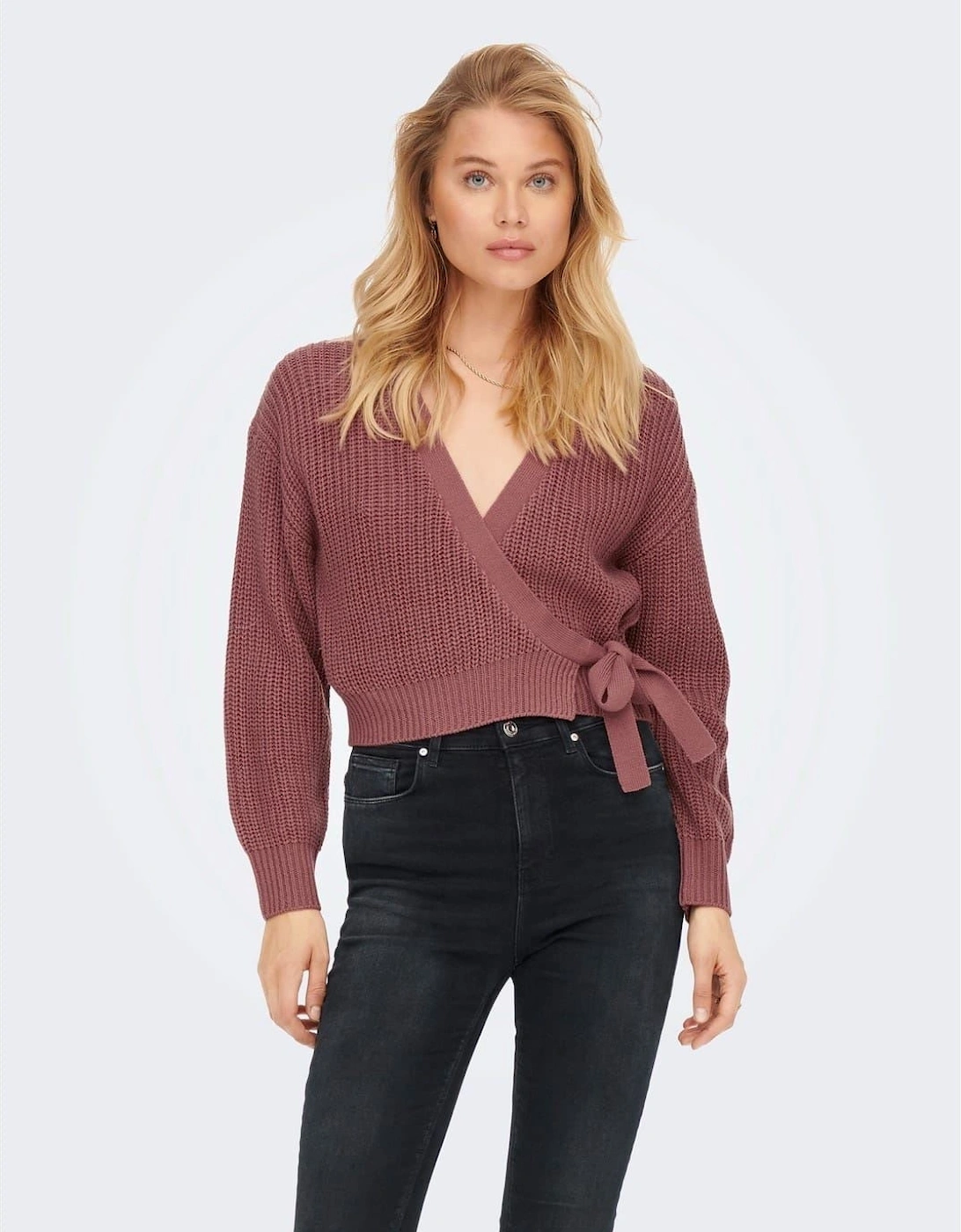 Cropped V-Neck Relaxed Fit Sweater