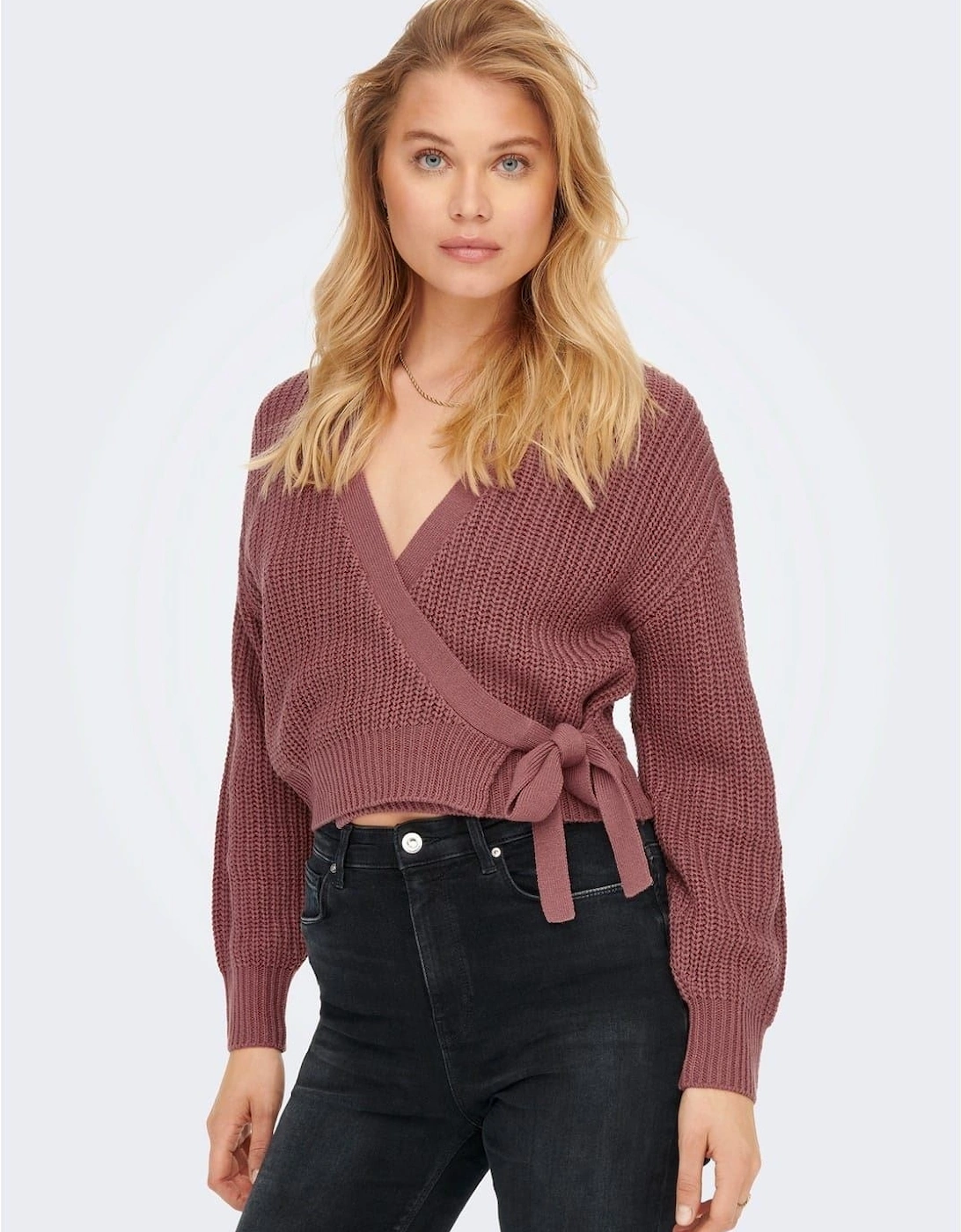 Cropped V-Neck Relaxed Fit Sweater
