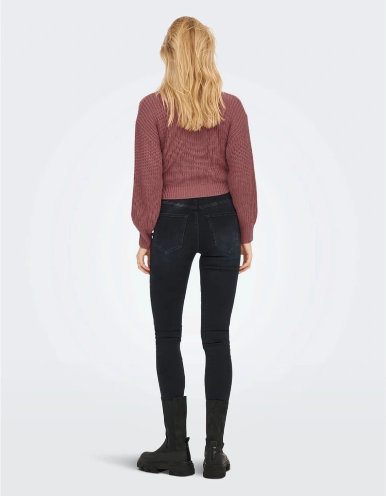Cropped V-Neck Relaxed Fit Sweater