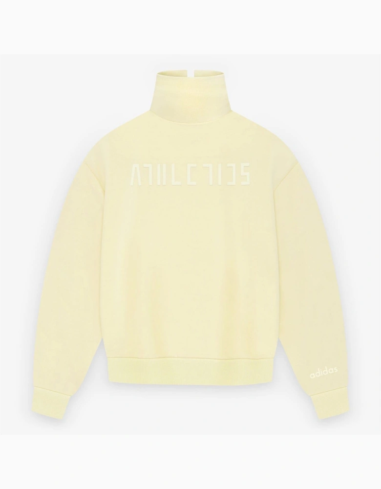 Relaxed Fit Embroidered Lettering Funnel Neck Long Sleeve Athletic Top