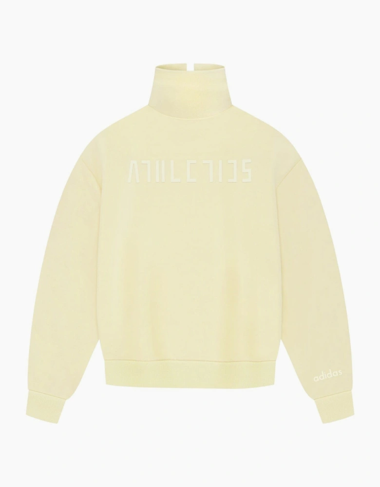 Relaxed Fit Embroidered Lettering Funnel Neck Long Sleeve Athletic Top