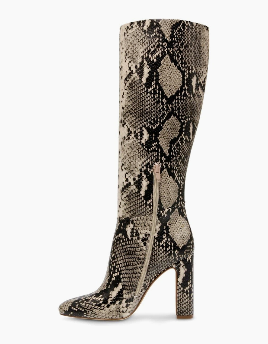 Knee High Block Heel Boots with Zipper