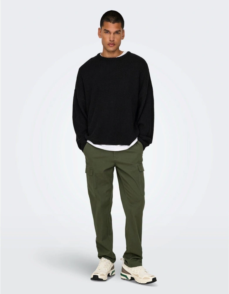 Solid Patterned Straight Cargo Pants