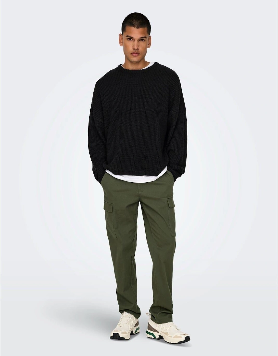 Solid Patterned Straight Cargo Pants, 7 of 6