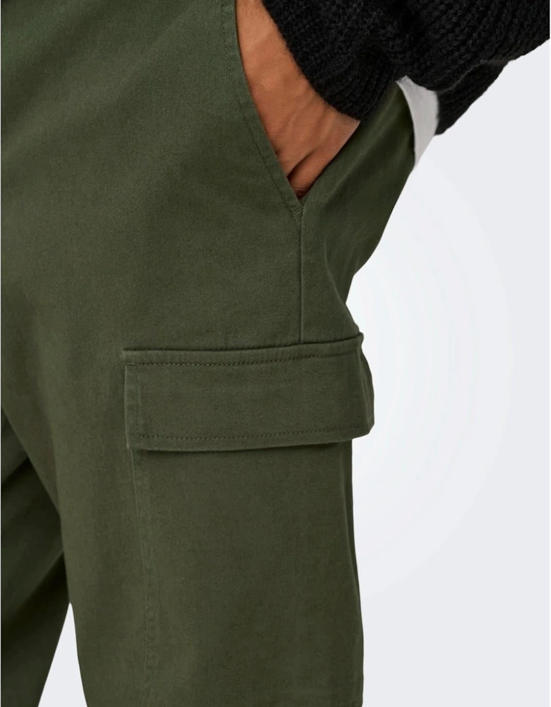 Solid Patterned Straight Cargo Pants