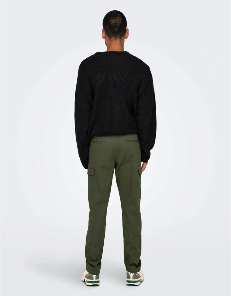 Solid Patterned Straight Cargo Pants