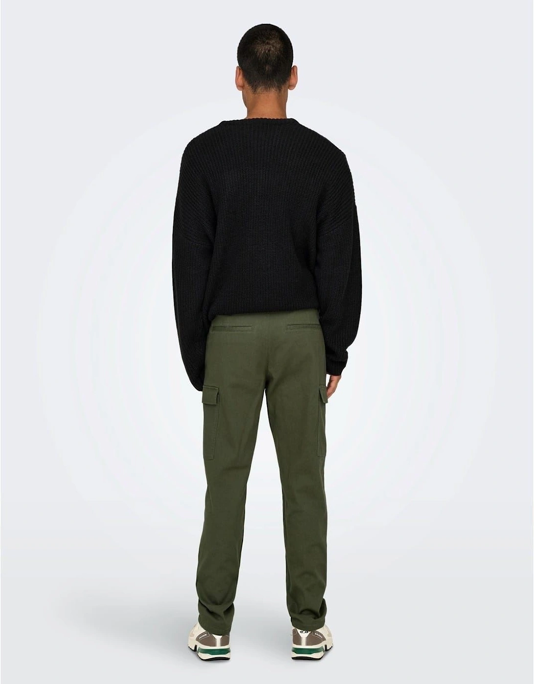 Solid Patterned Straight Cargo Pants