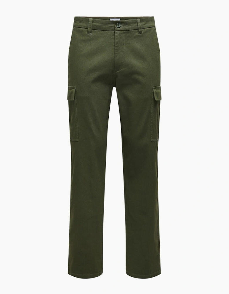 Solid Patterned Straight Cargo Pants