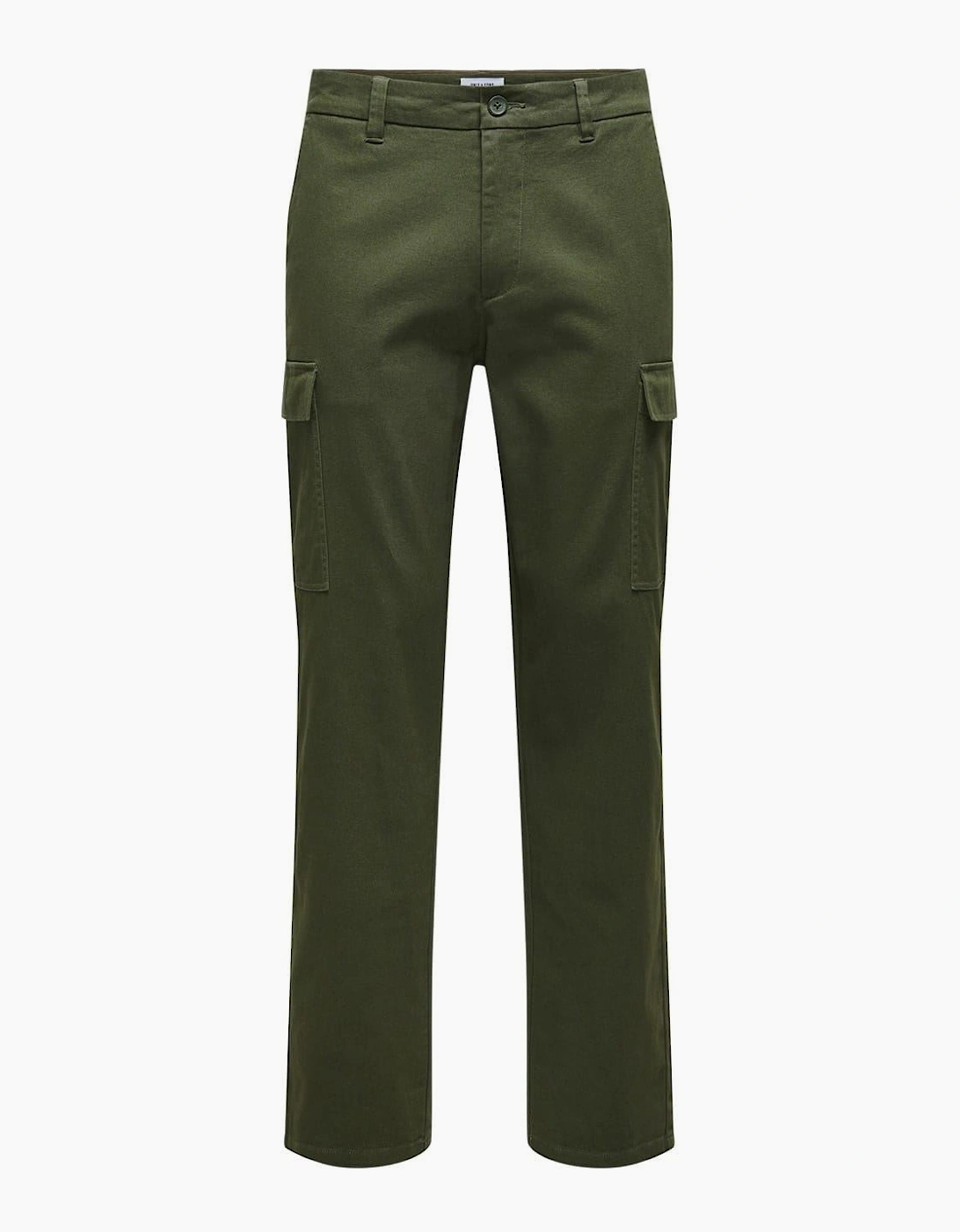 Solid Patterned Straight Cargo Pants