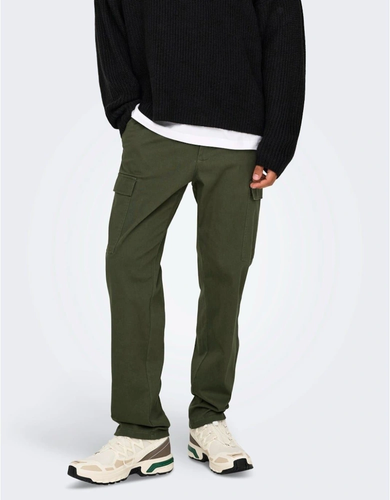 Solid Patterned Straight Cargo Pants