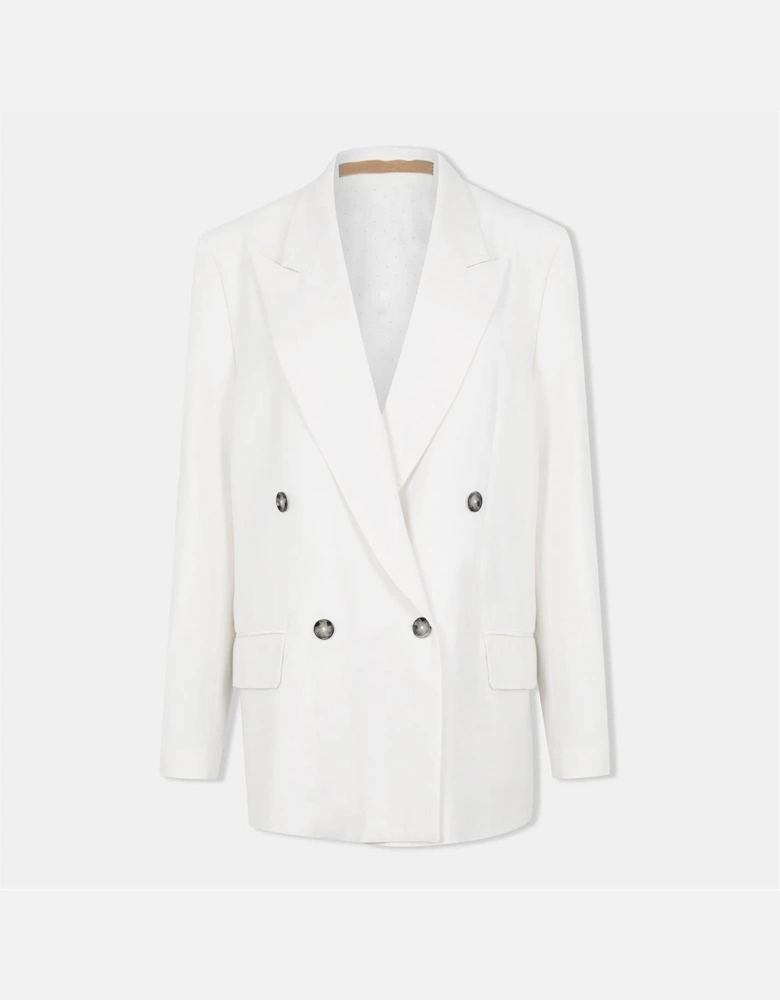 Womens Japelara Double Button Lapel Collared Solid Patterned Blazer