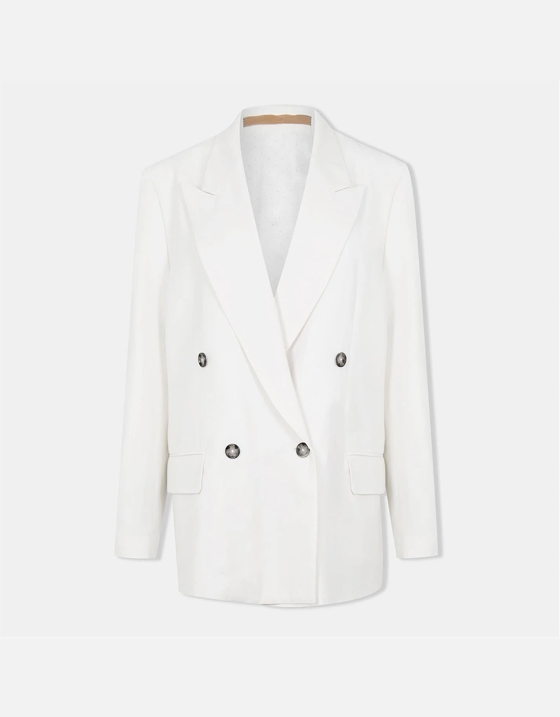 Womens Japelara Double Button Lapel Collared Solid Patterned Blazer