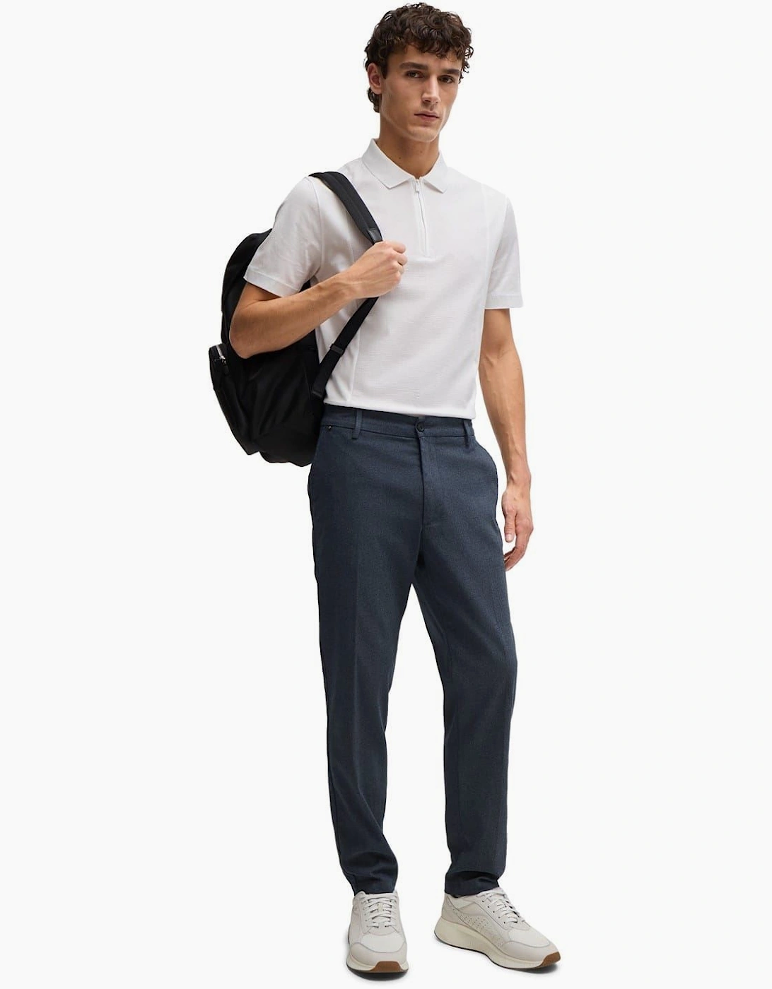 Solid Patterned Straight Leg Trousers