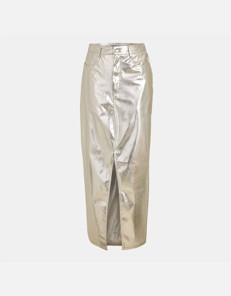 Metallic Maxi Pencil Skirt