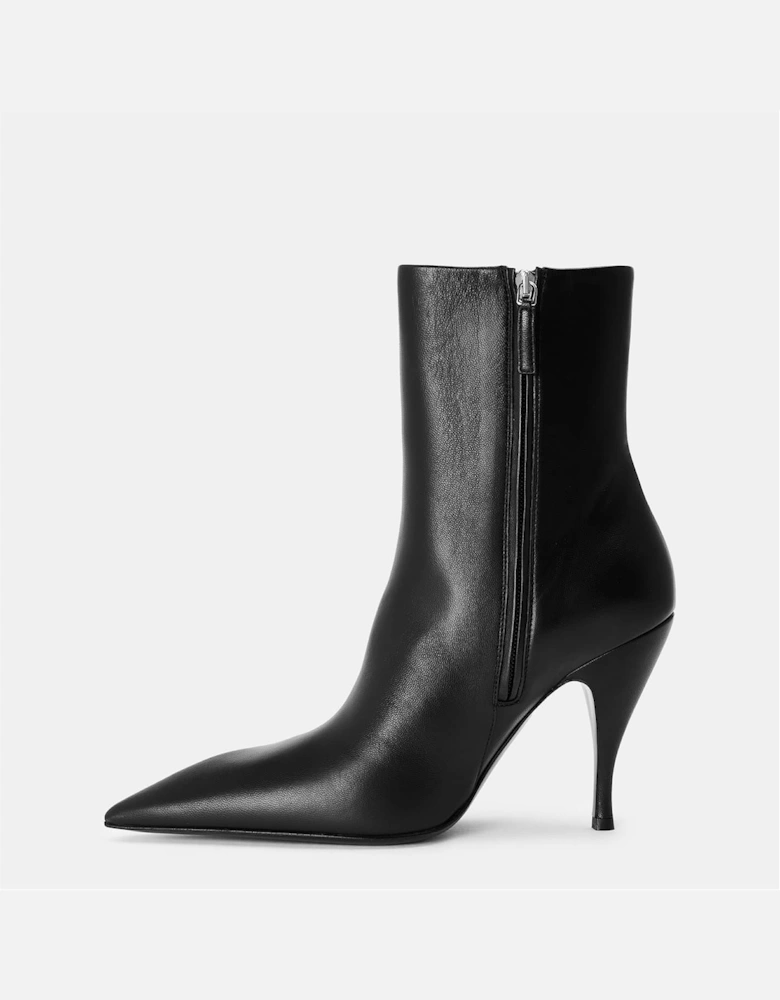 Crescent Almond Toe Ankle Stiletto Heel Boots