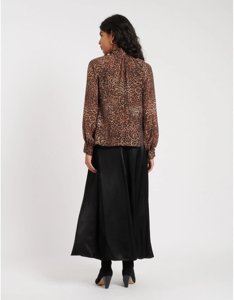 Tie Neck Relaxed Fit Long Sleeve Blouse