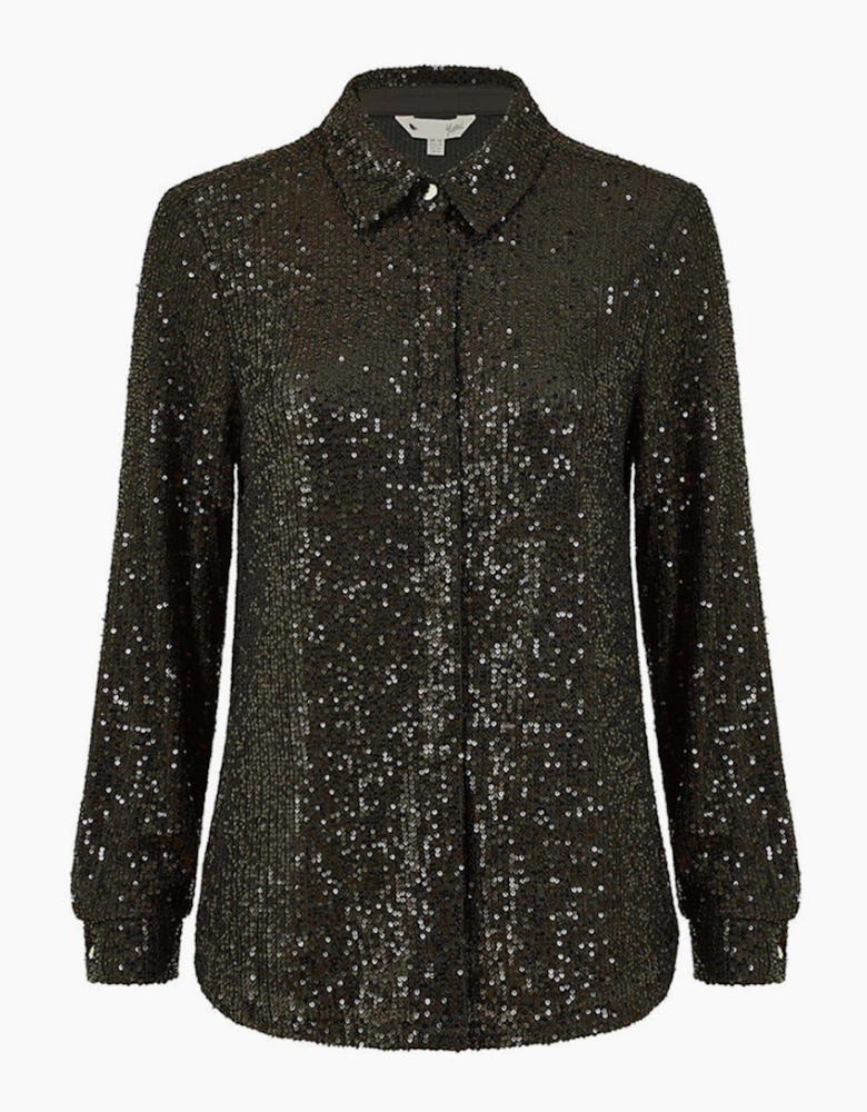 Sequin Long Sleeve Regular Fit Shirt