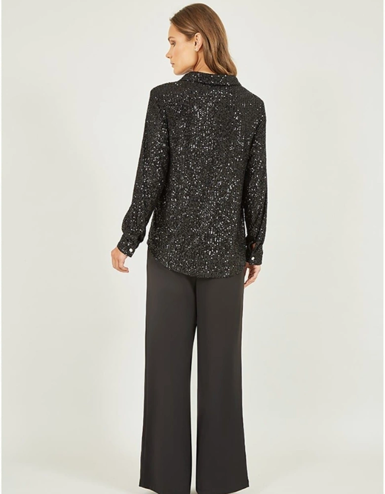 Sequin Long Sleeve Regular Fit Shirt