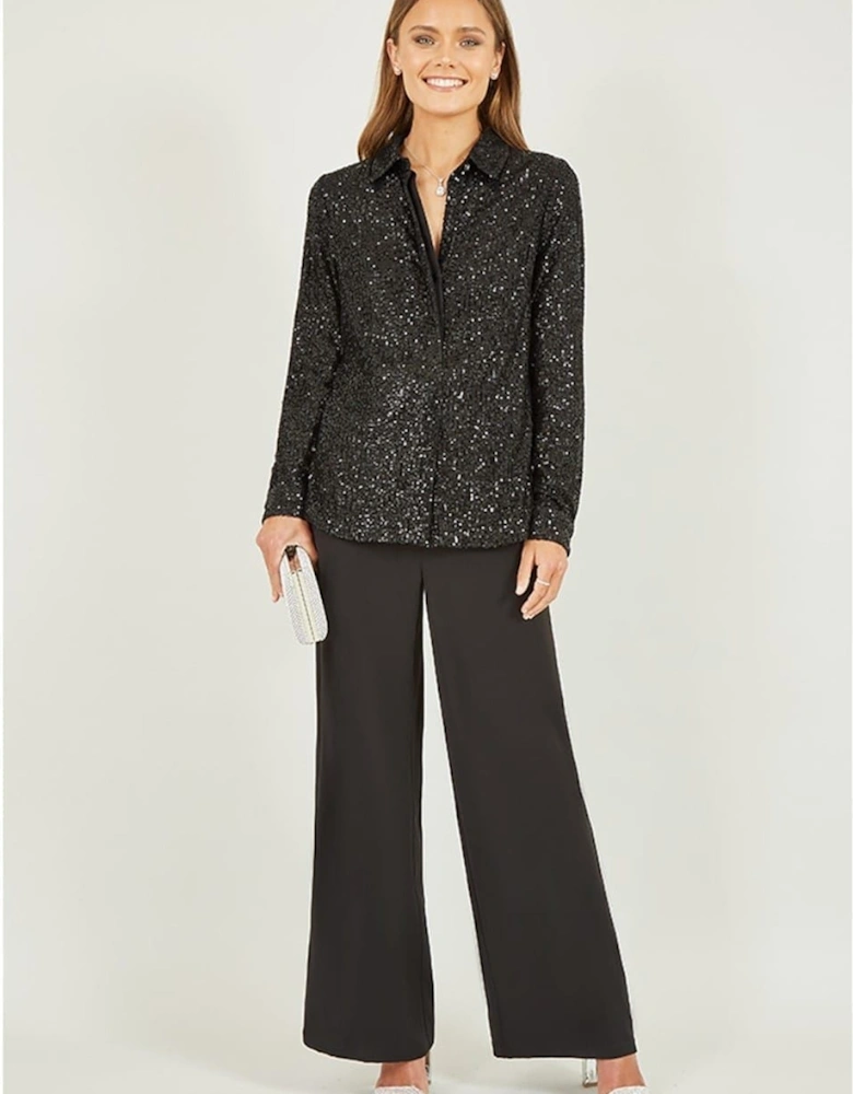 Sequin Long Sleeve Regular Fit Shirt