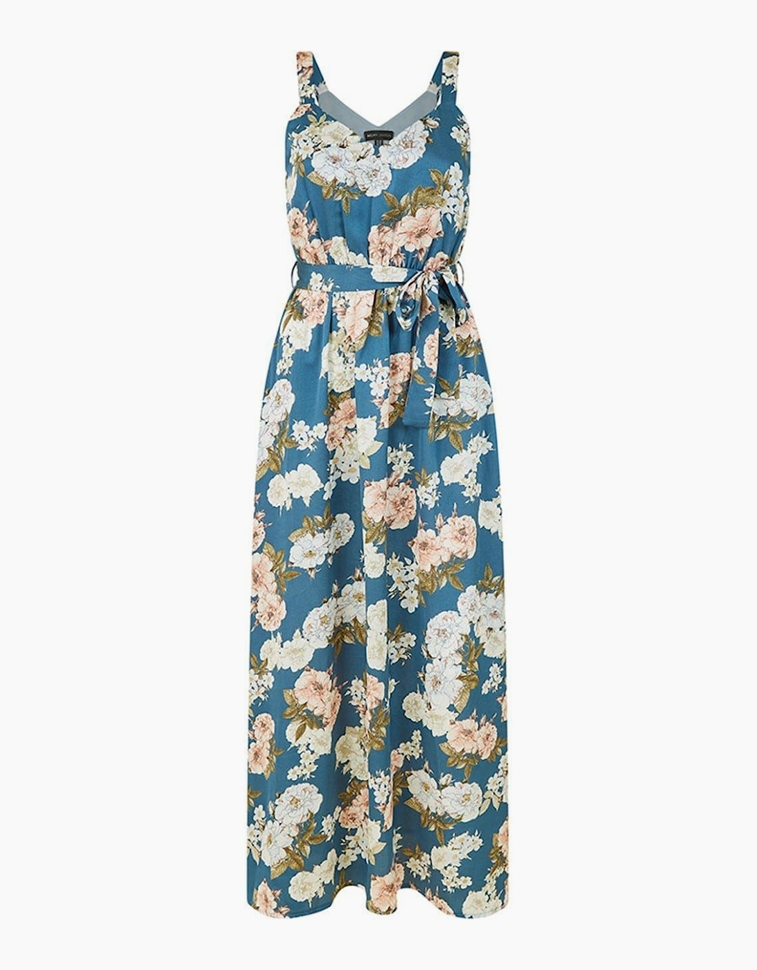 Mela London Women's Satin V-Neck Maxi A-Line Dress - Blue - Size: 8
