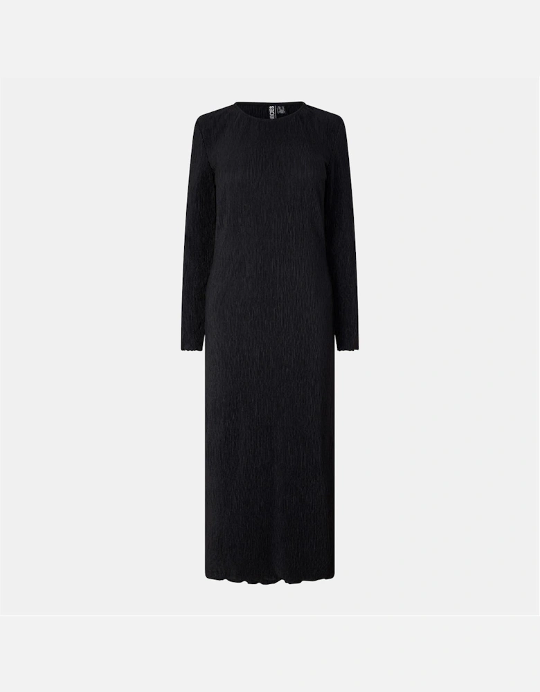 Kni Crew Neck Long Sleeve Midi Dress