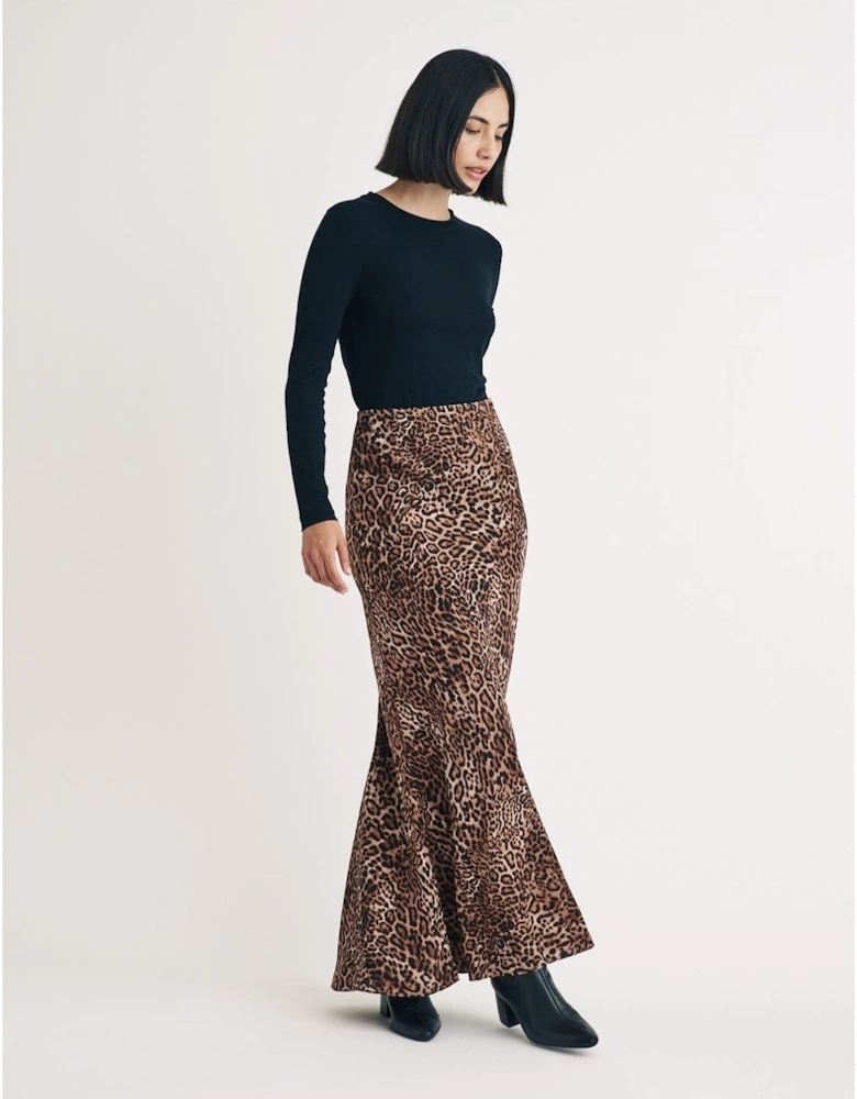 Pytn Animal Patterned Maxi Trumpet Skirt