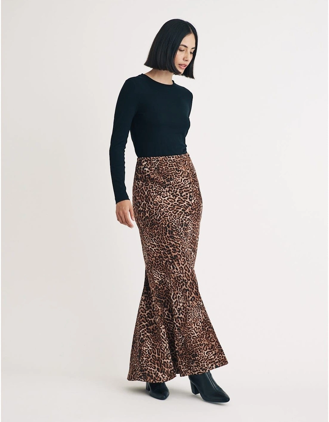 Pytn Animal Patterned Maxi Trumpet Skirt