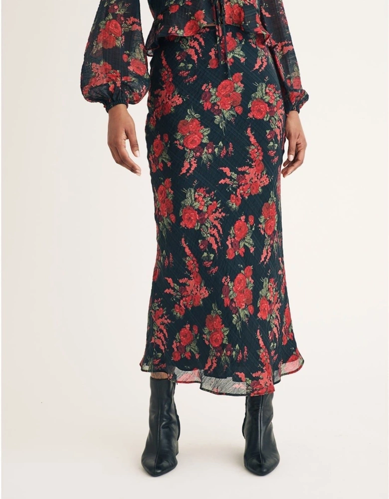 Lotus Maxi Floral Patterned A-Line Skirt
