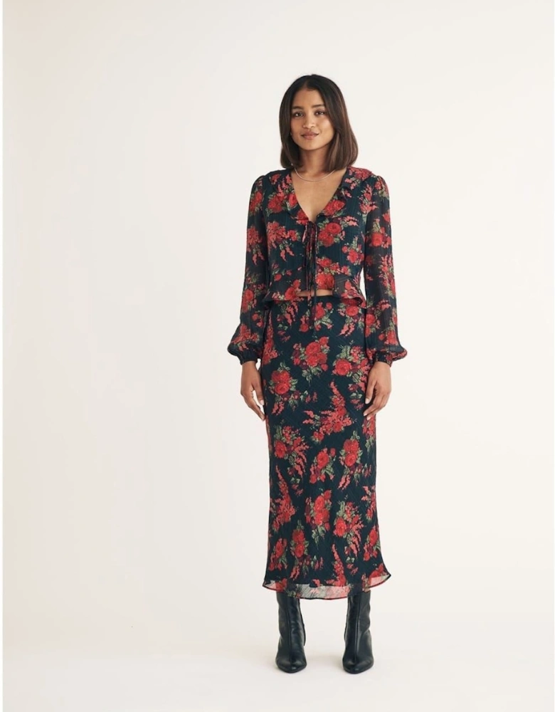 Lotus Maxi Floral Patterned A-Line Skirt