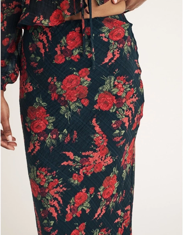 Lotus Floral Patterned Midi Skirt