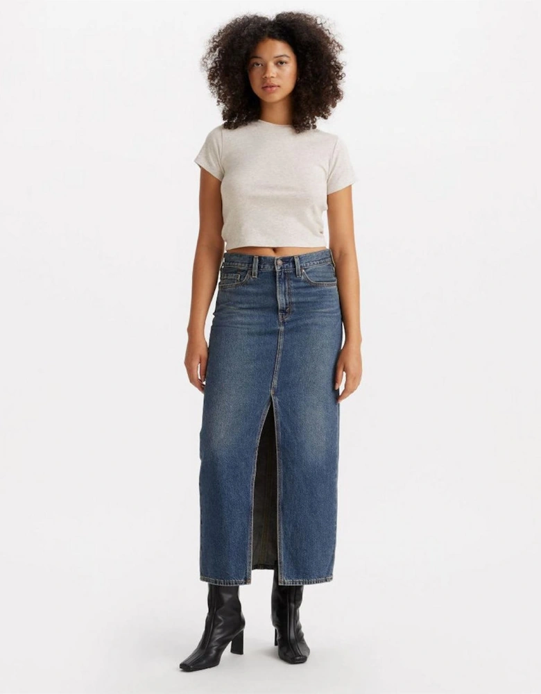 Ankle Column Denim Skirt
