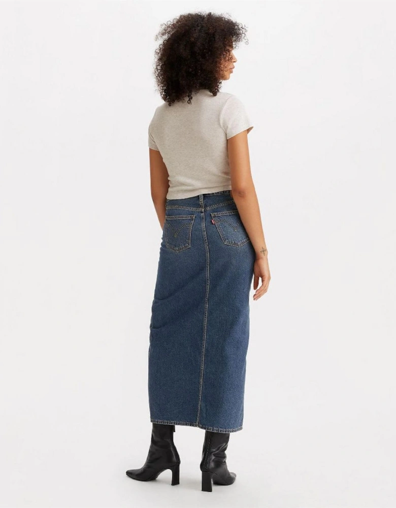 Ankle Column Denim Skirt