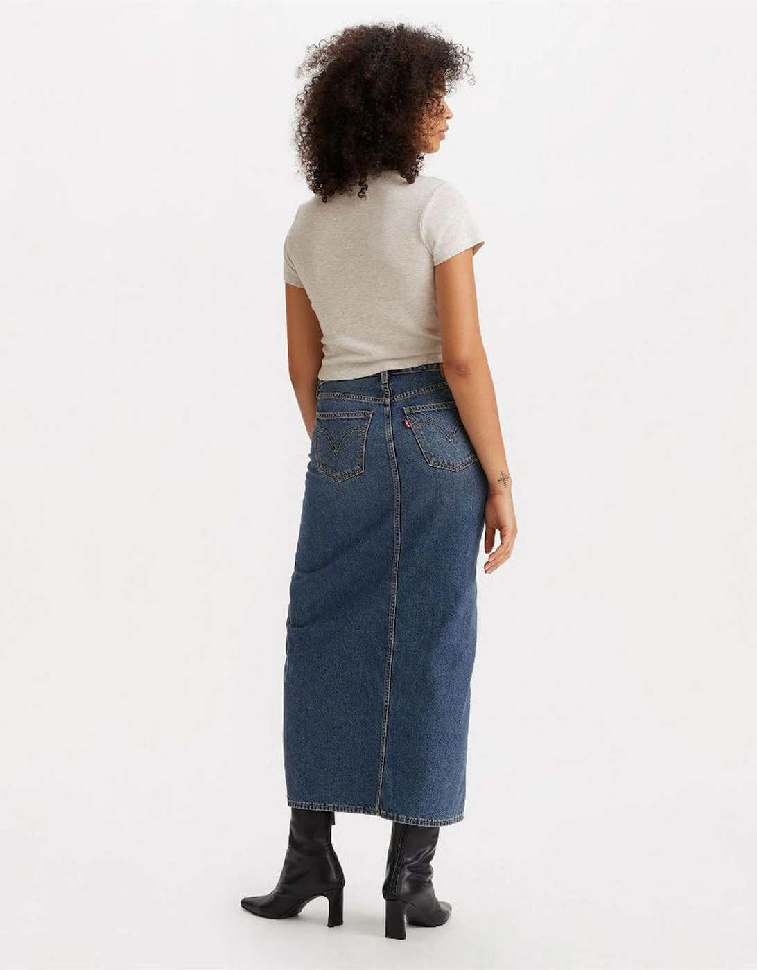 Ankle Column Denim Skirt