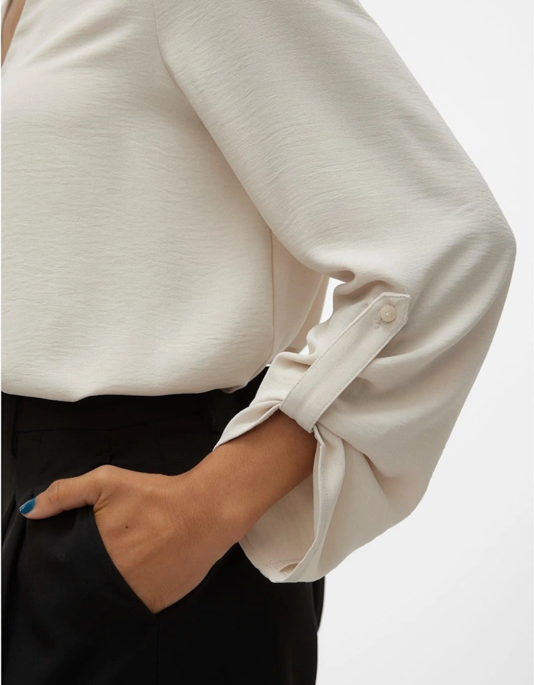 V-Neck Long Sleeve Blouse