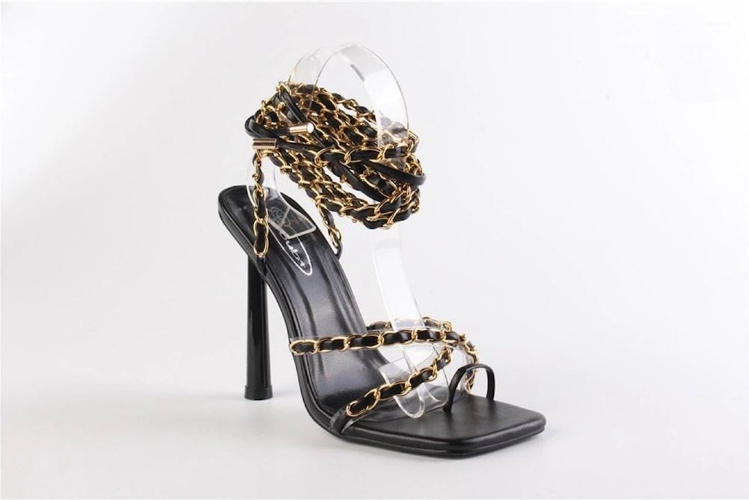 Doub Ti Up Stiletto Heel Sandals