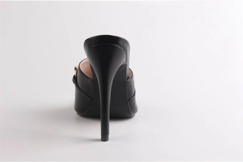 Doub G Chain Open Toe Stiletto Mules