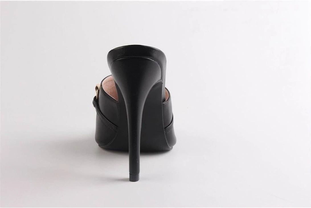 Doub G Chain Open Toe Stiletto Mules