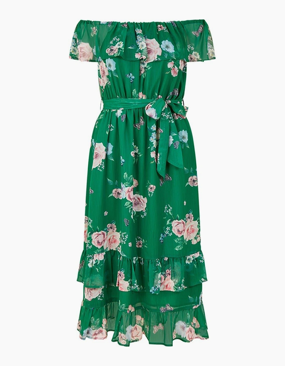 Floral Off-The-Shoulder Midi A-Line Dress