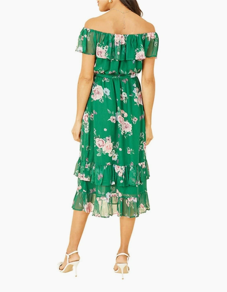 Floral Off-The-Shoulder Midi A-Line Dress