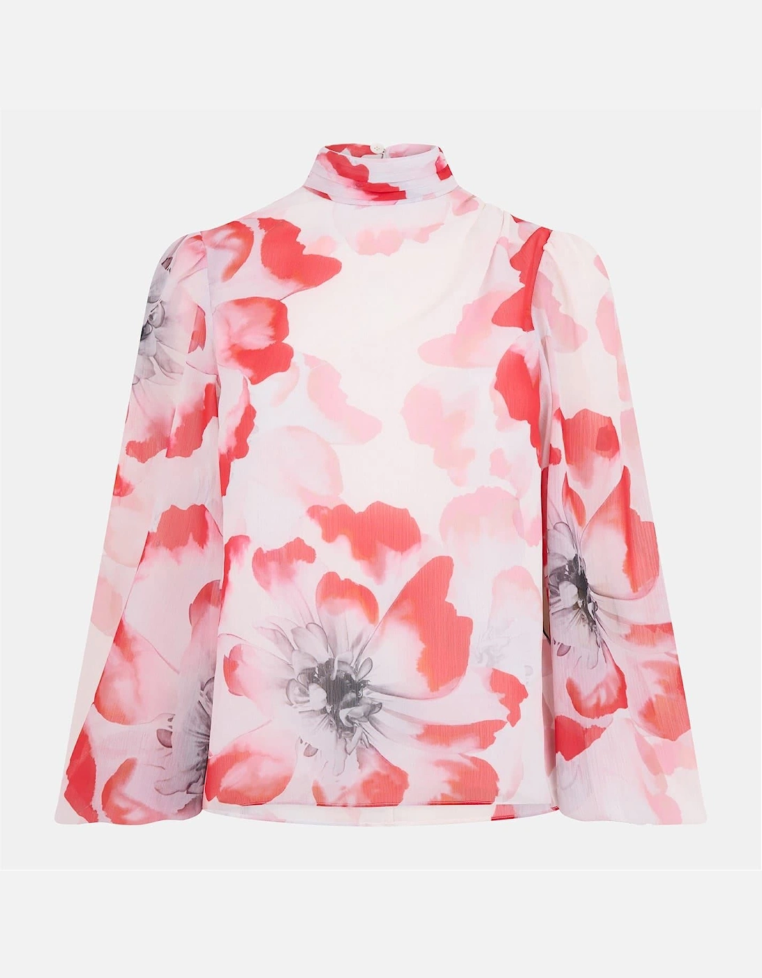 Relaxed Fit Balloon Sleeve High Neck Blouse