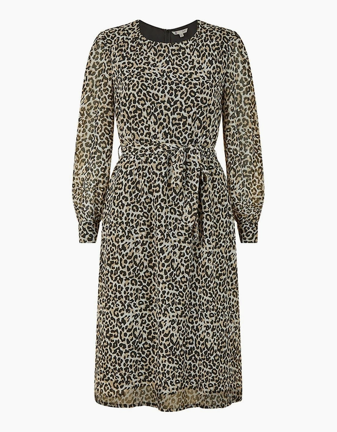Leopard Crew Neck Midi Skater Dress