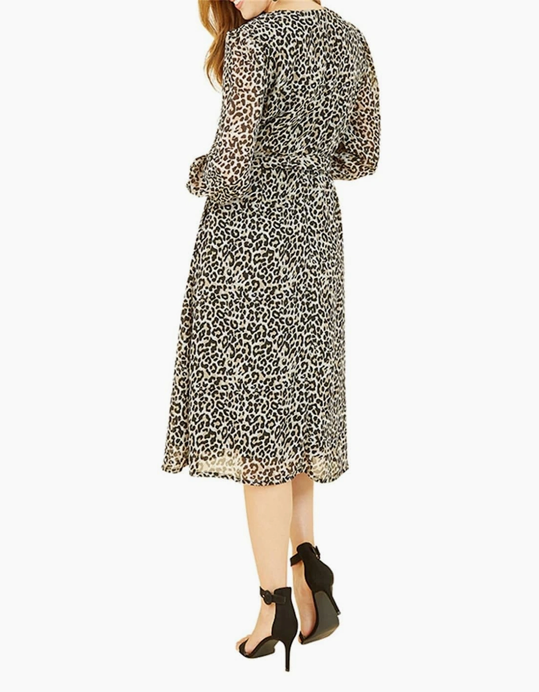 Leopard Crew Neck Midi Skater Dress