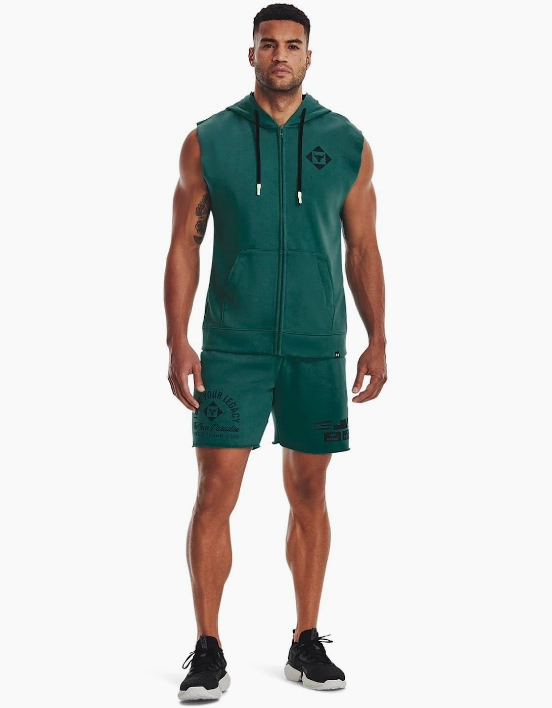 Hooded Full Zipper Graphic Print Gilet