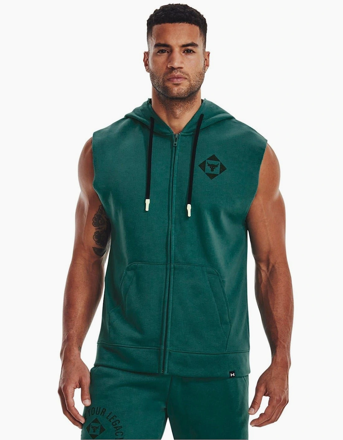 Hooded Full Zipper Graphic Print Gilet
