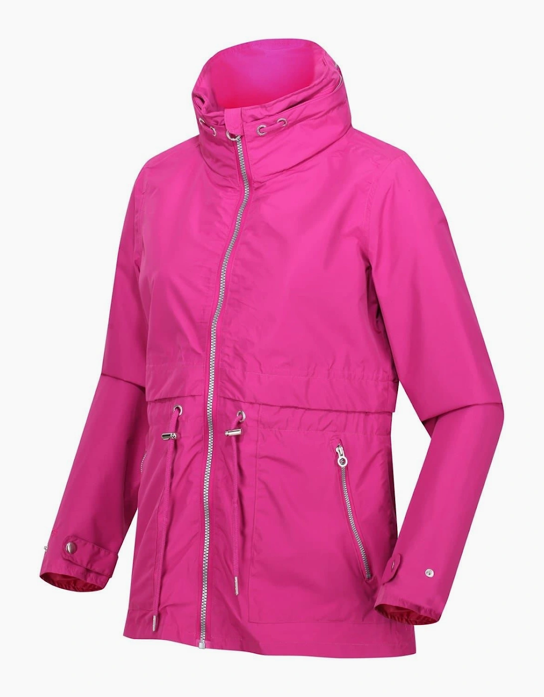Nadira Solid Patterned Drawstring Rain Jacket