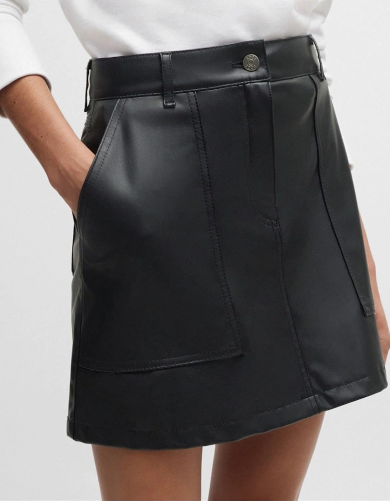 Leather Mini A-Line Skirt