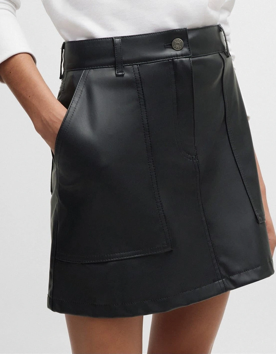 Leather Mini A-Line Skirt