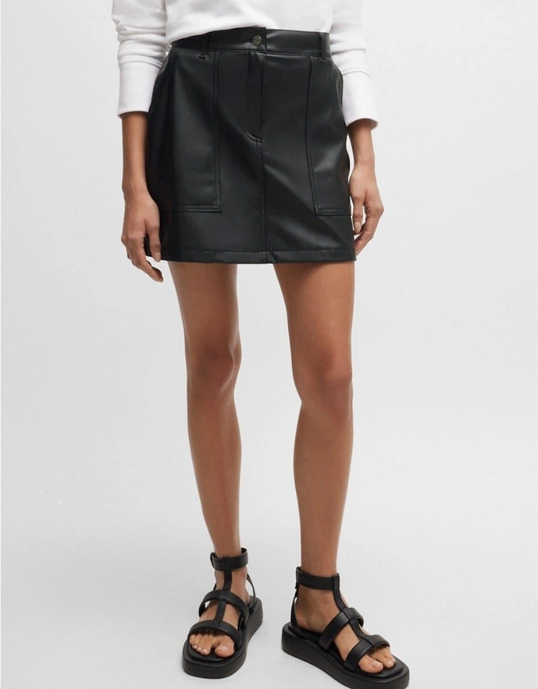Leather Mini A-Line Skirt