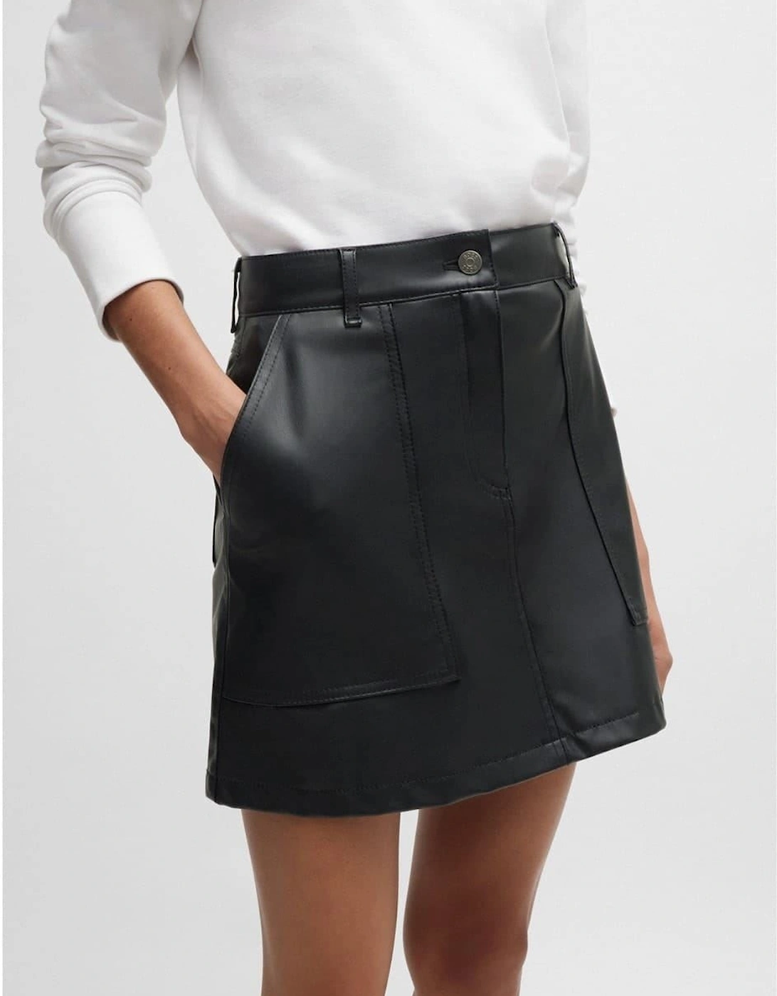 Leather Mini A-Line Skirt