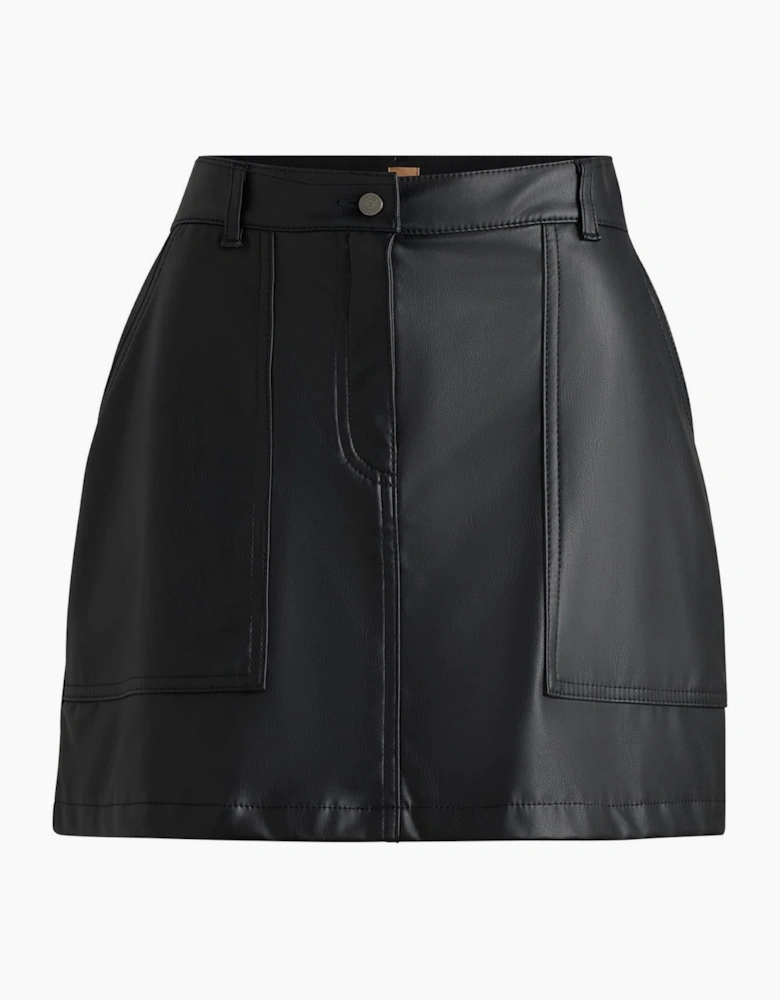 Leather Mini A-Line Skirt